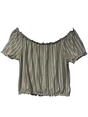 American Eagle Off Shoulder Crop Top Size Small Olive Striped Boho
